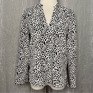 Zara Snow Leopard split neck top